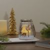 6.25" Trees and Fawns Flameless Glass Candle Lantern