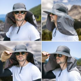 Wide Brim Sun Screen Fisherman's Hat With Neck Flap; Adjustable Waterproof Quick-drying Outdoor Hiking Fishing Cap For Men Women (Color: Light Grey)