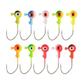 10pcs Round Painted Ball Head Jig Hooks Kit For Soft Baits; Fishing Lures; For Bass Trout Freshwater Saltwater (Color: Color 5g)