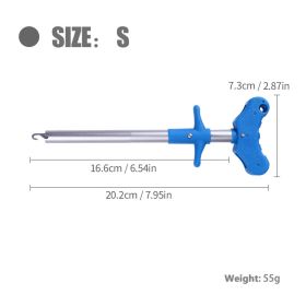 ATISEN Aluminum Alloy Tube Hook Remover; 304 Stainless Steel Hook; PP Handle; Outdoor Fishing Accessories (Color: Blue)